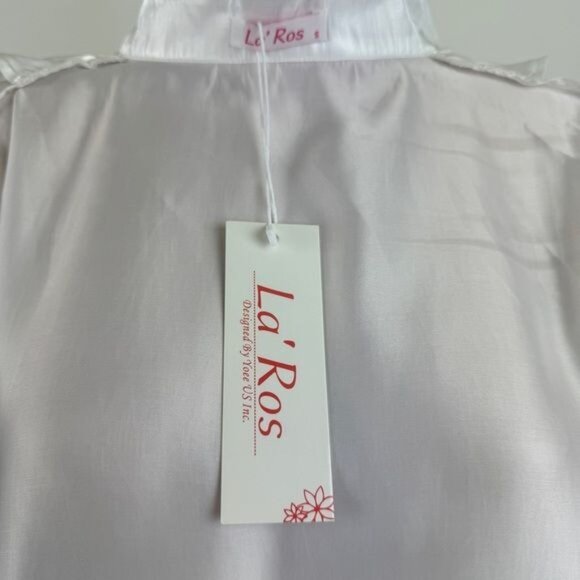 La’ Ros Gold Thread Feather Accent Sleeves Sleep Bath Robe Dressing Gown Small - Picture 7 of 14